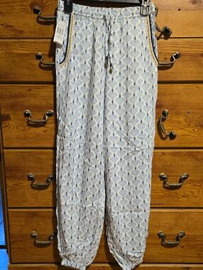 Skemo Light Blue Printed Drawstring Jogger Pants